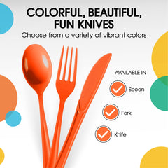 Heavy Duty Orange Plastic Knives | 50 Count