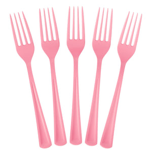 Heavy Duty Pink Plastic Forks - 7.5 in. | 100 Count