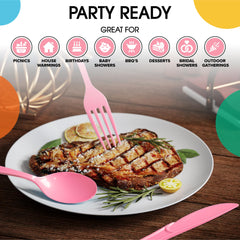 Heavy Duty Pink Plastic Forks | Case of 1200