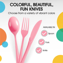 Heavy Duty Pink Plastic Knives | 50 Count