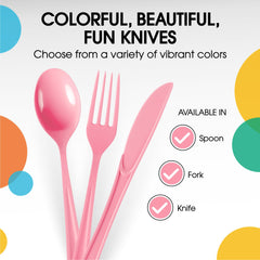 Heavy Duty Pink Plastic Knives | 100 Count