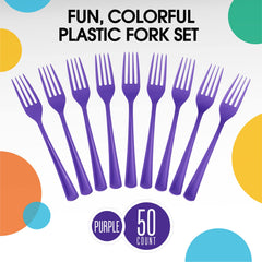 Unleashed - Heavy Duty Purple Plastic Forks | 50 Count