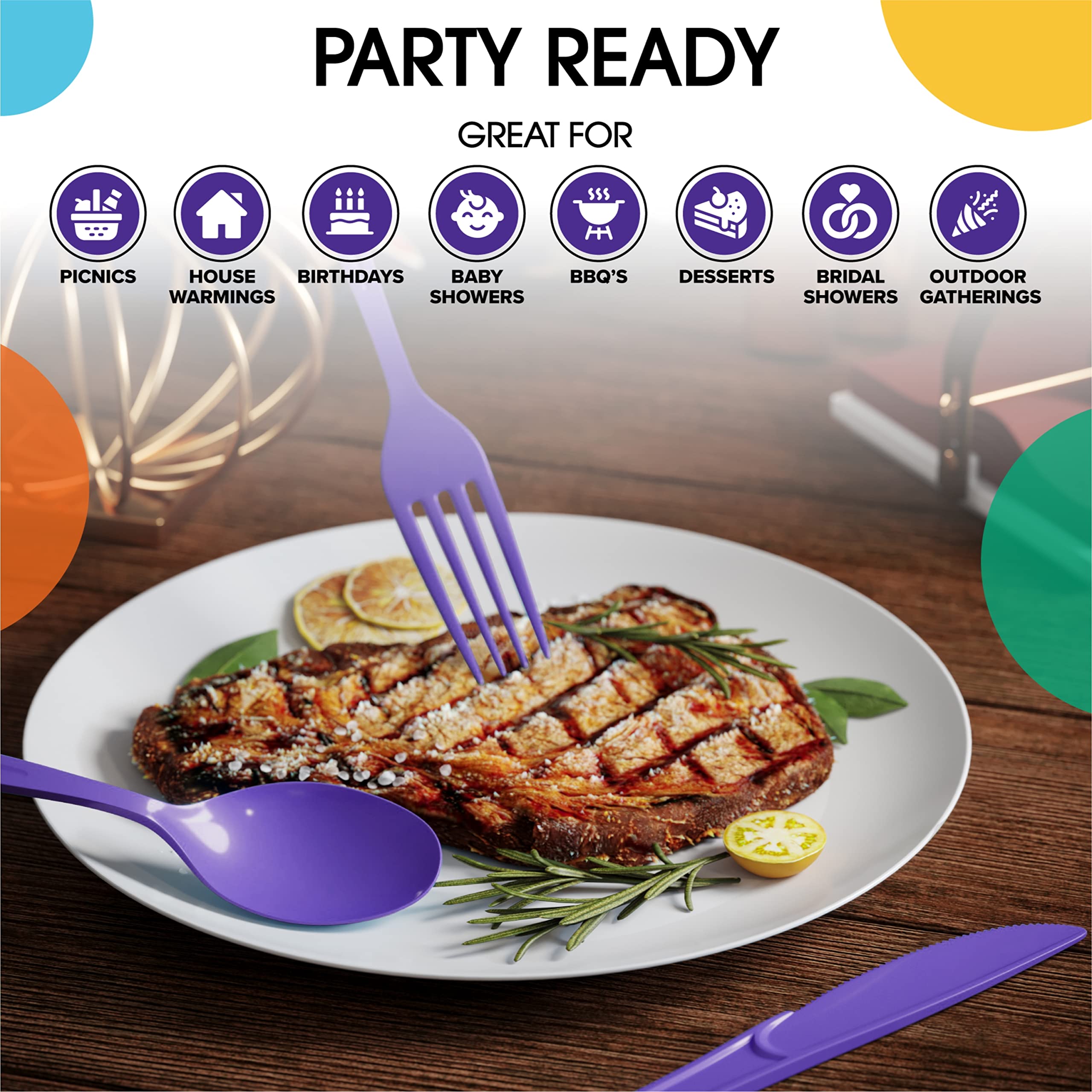 Heavy Duty Purple Plastic Forks | 50 Count