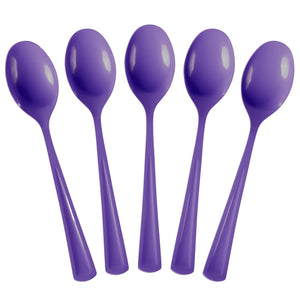 Heavy Duty Purple Plastic Spoons - 7 in. | 100 Count