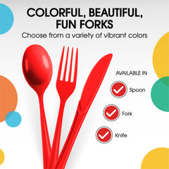 Heavy Duty Red Plastic Forks | 50 Count