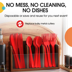 Heavy Duty Red Plastic Spoons - 7 in. | Case of 1200