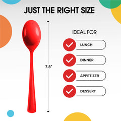 Heavy Duty Red Plastic Spoons - 7 in. | Case of 1200