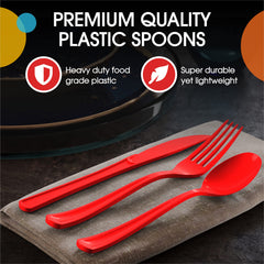 Heavy Duty Red Plastic Spoons - 7 in. | Case of 1200