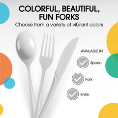 Heavy Duty White Plastic Forks | 50 Count