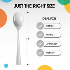 Heavy Duty White Plastic Spoons - 7 in. | 100 Count