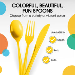 Heavy Duty Yellow Plastic Spoons | 50 Count