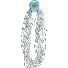 Metallic Bead Necklaces/Silver - 12 Count