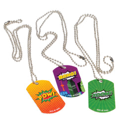 Superhero Dog Tag Necklaces - 12 Count