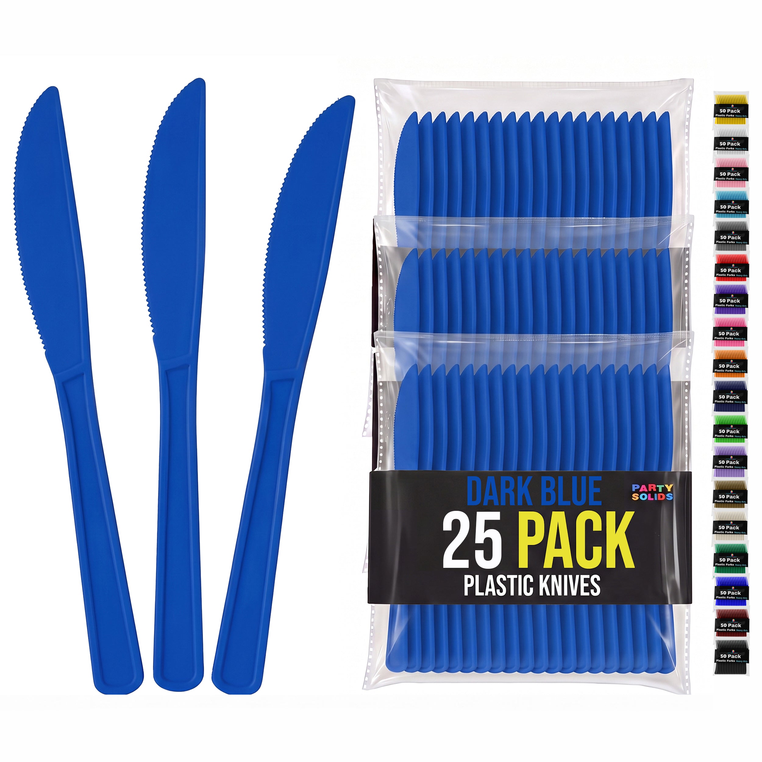 Dark Blue Plastic Knives | 25 Count