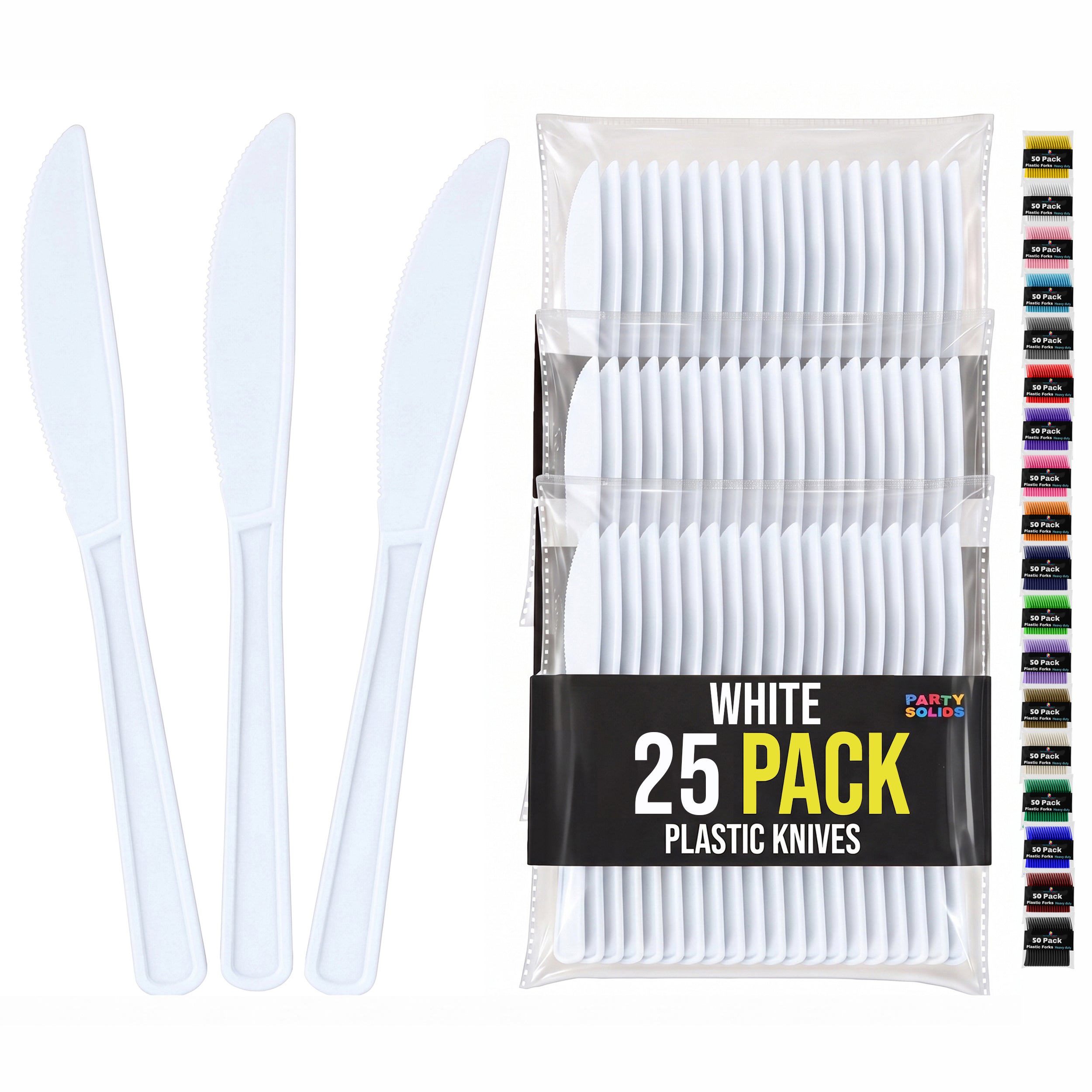 White Plastic Knives | 25 Count