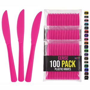 Heavy Duty Cerise Plastic Knives | 7.75 in. | 100 Count