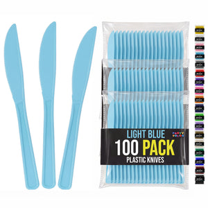 Heavy Duty Light Blue Plastic Knives | 7.75 in. | 100 Count