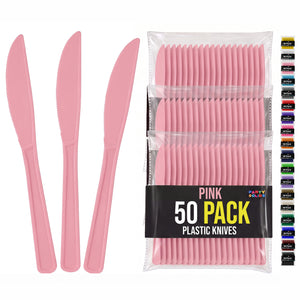 Heavy Duty Pink Plastic Knives | 7.75 in. | 50 Count