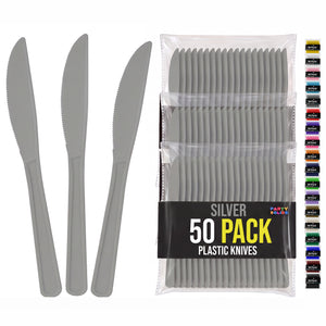 Heavy Duty Silver Plastic Knives | 7.75 in. | 50 Count