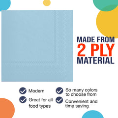 Light Blue Beverage Napkins | 50 Count