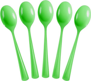 Heavy Duty Lime Green Plastic Spoons - 7 in. | 100 Count