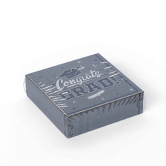 White/Silver Graduation Lunch Napkins | 24 Count