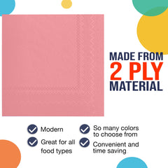 Pink Luncheon Napkins - 6.75 in. x 6.75 in. | Case of 3600