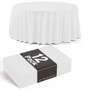 120 in. Premium Round White Plastic Table Covers | 12 Count