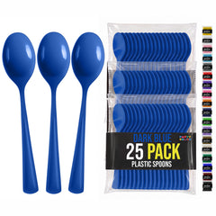 Dark Blue Plastic Spoons | 25 Count
