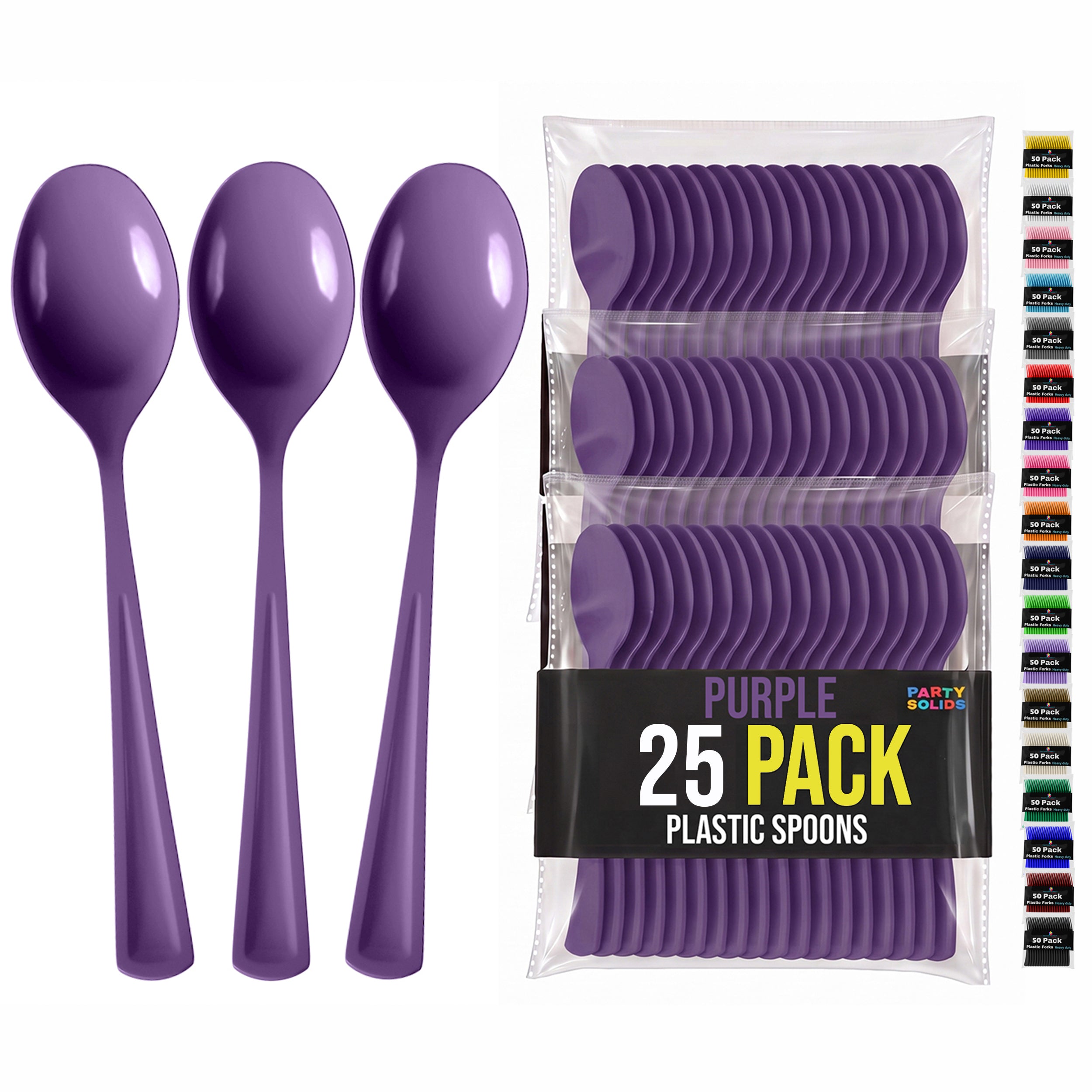 Purple Plastic Spoons | 25 Count