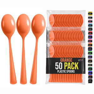 Heavy Duty Orange Plastic Spoons | 7 in. | 50 Count
