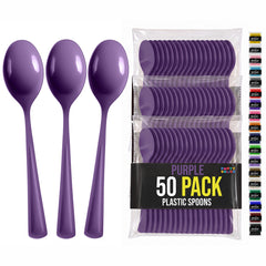 Heavy Duty Purple Plastic Spoons | 7 in. | 50 Count