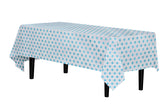 Light Blue Polka Dot Plastic Table Cover | Case of 48 - 54 In. x 108 In.