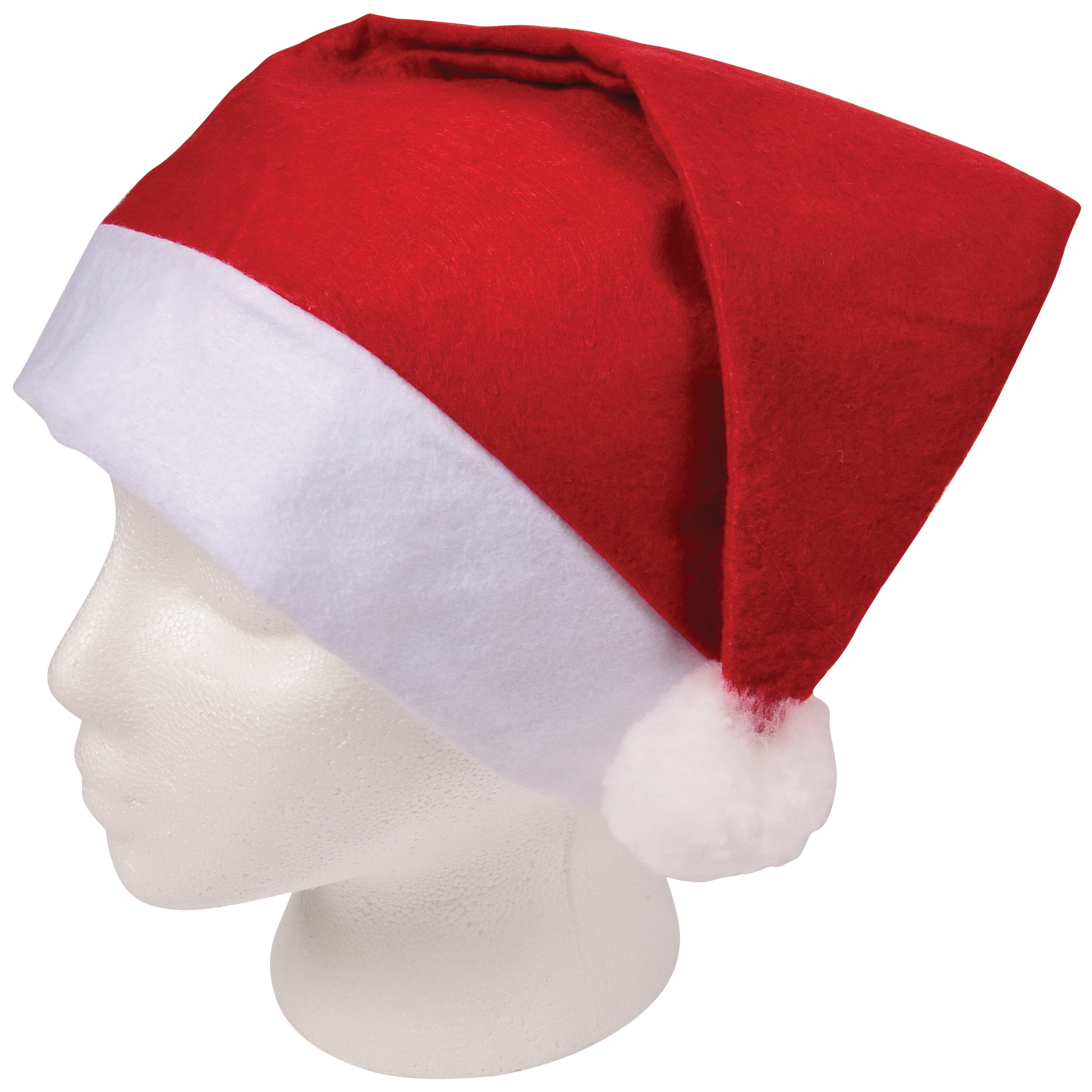 A red santa hat that can be utilized for a Christmas party