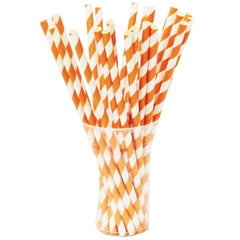 Orange Striped Paper Straws | 25 Count