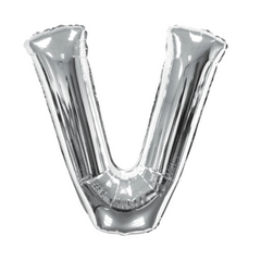 34" Letter V Silver Mylar Balloon