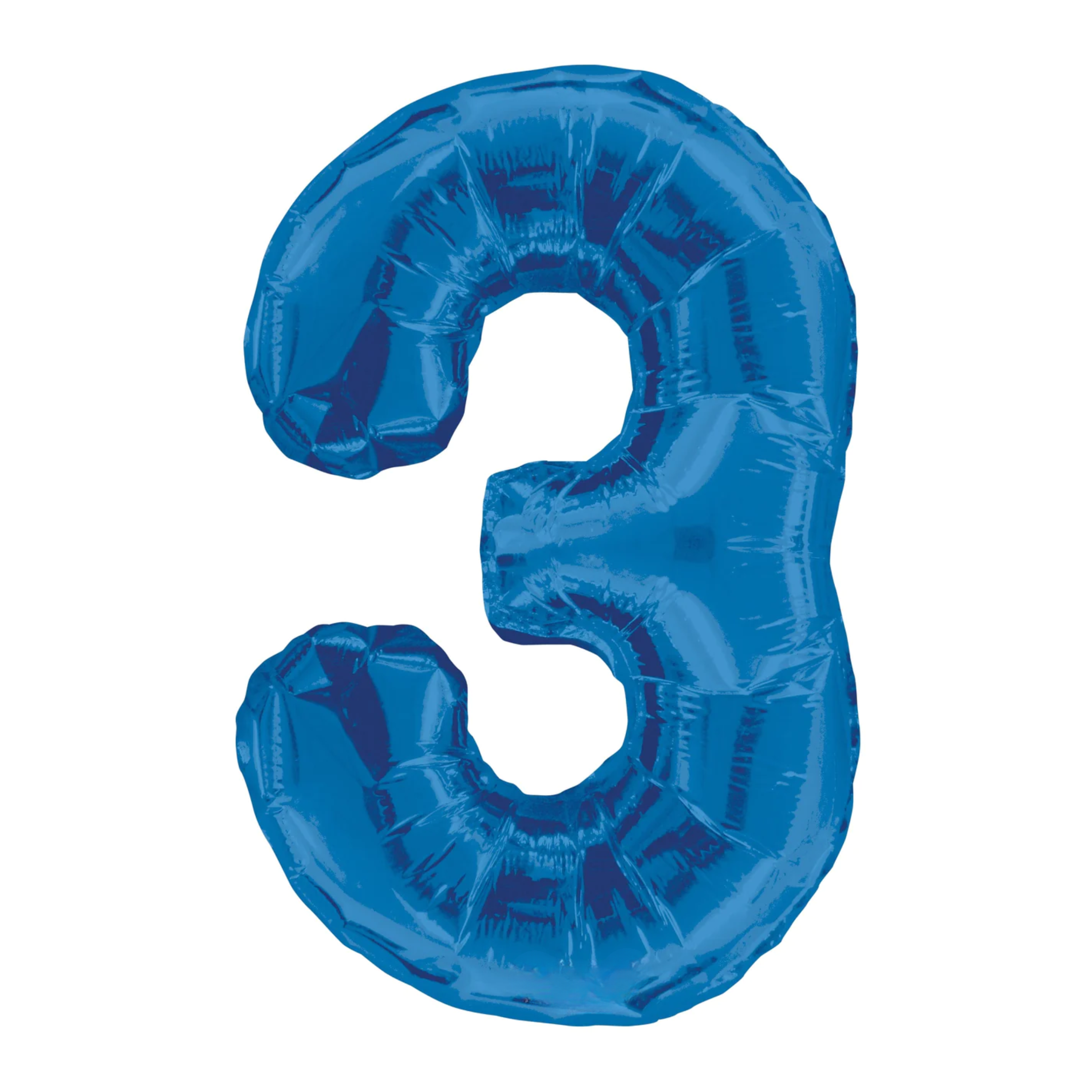 34" Number 3 Blue Mylar Balloon