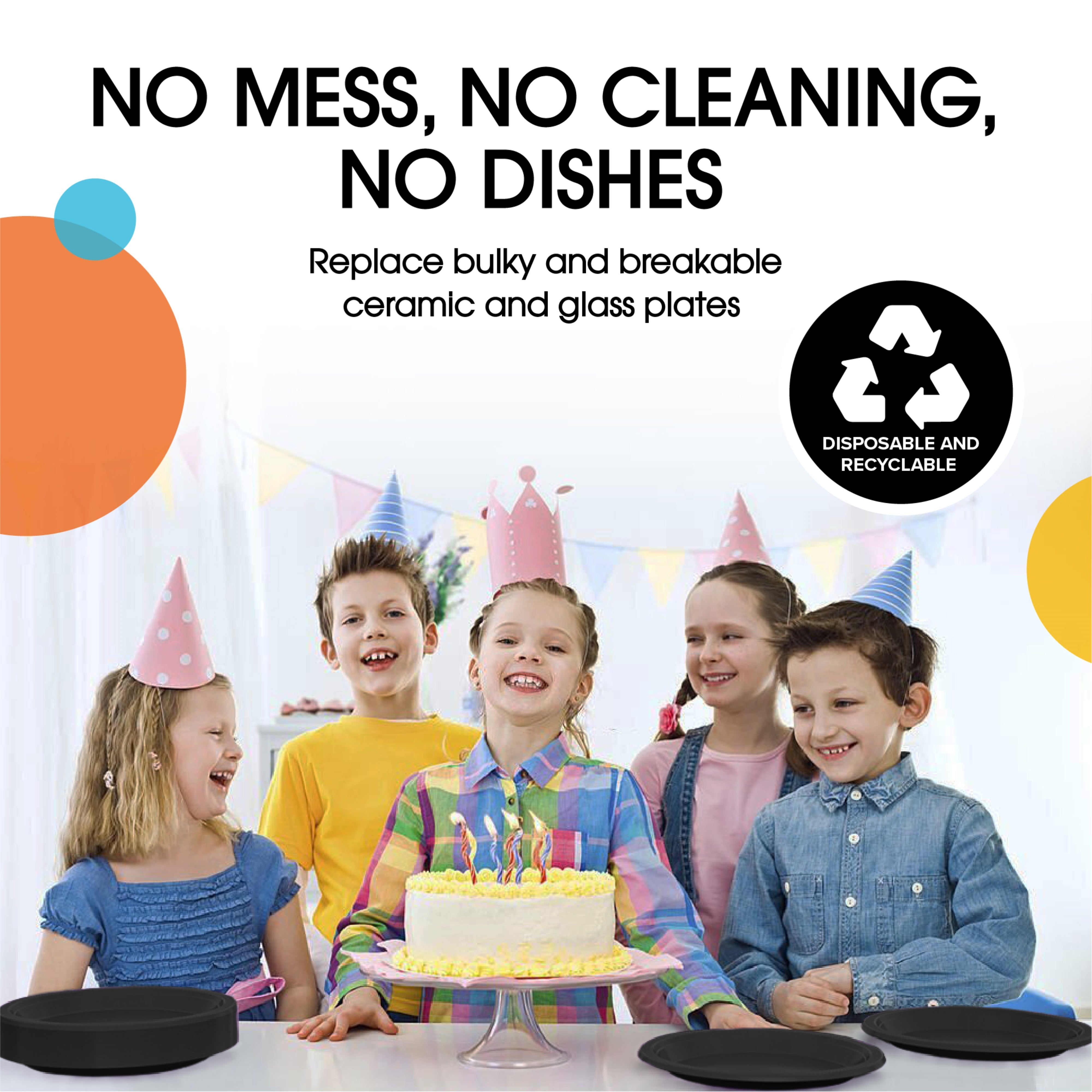 9 In. Black Plastic Plates | 100 Count