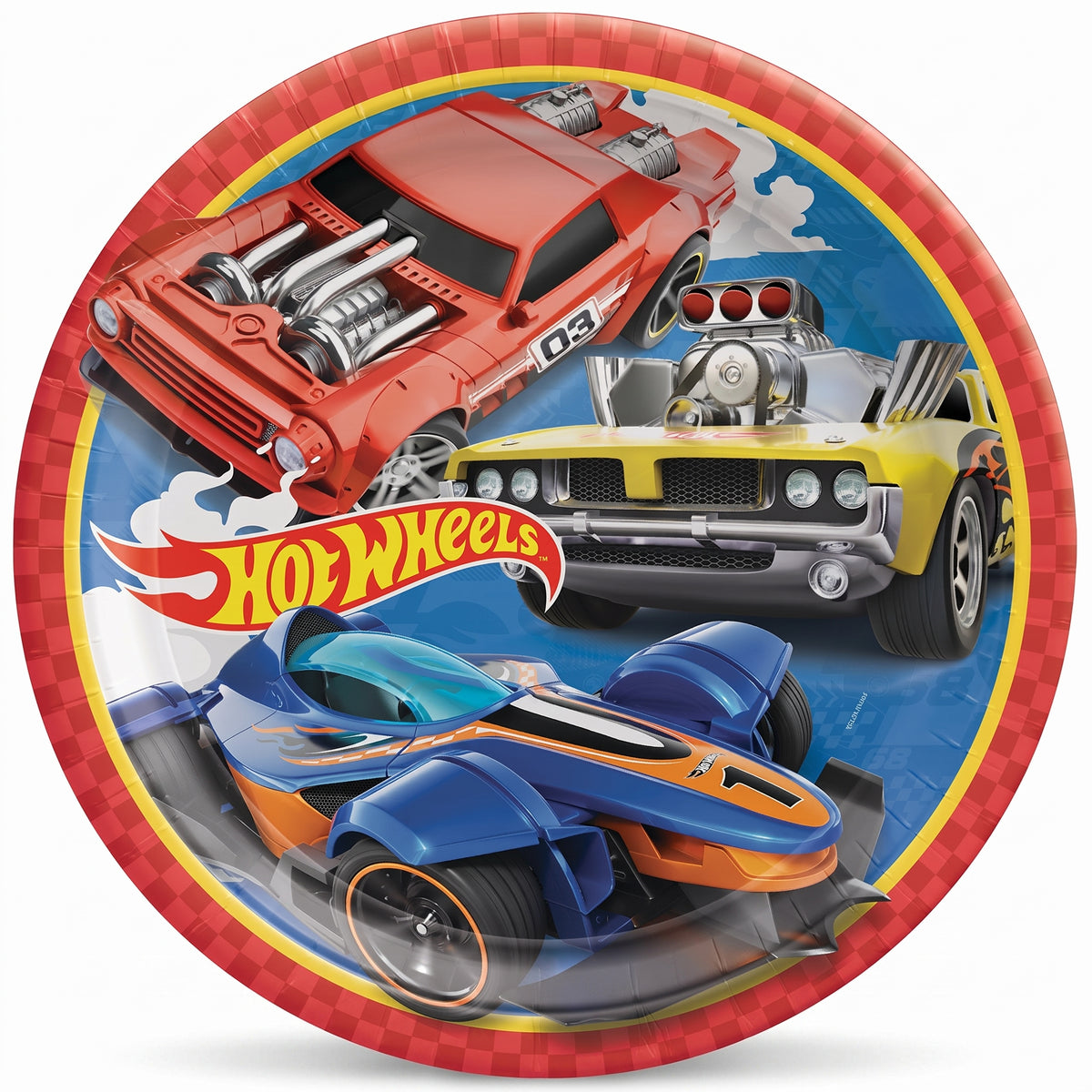 Hot Wheels 9-Inch Round Paper Plates - 8 Pack