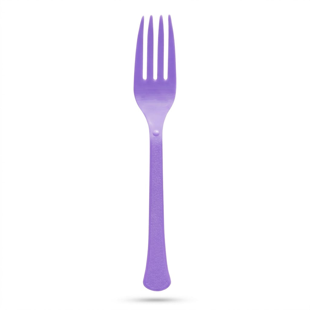 Lavender Plastic Forks - Solid Color Tableware - 7.5 in.