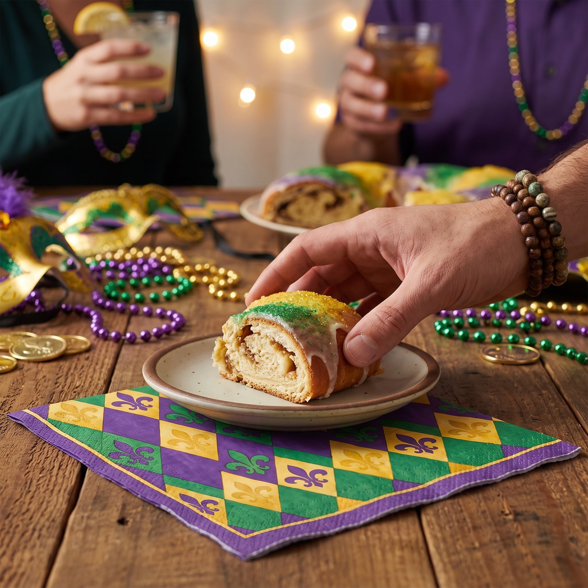 Mardi Gras Fleur-de-Lis Lunch Napkins - 6.5 In. x 6.5 In. - 36 Pack