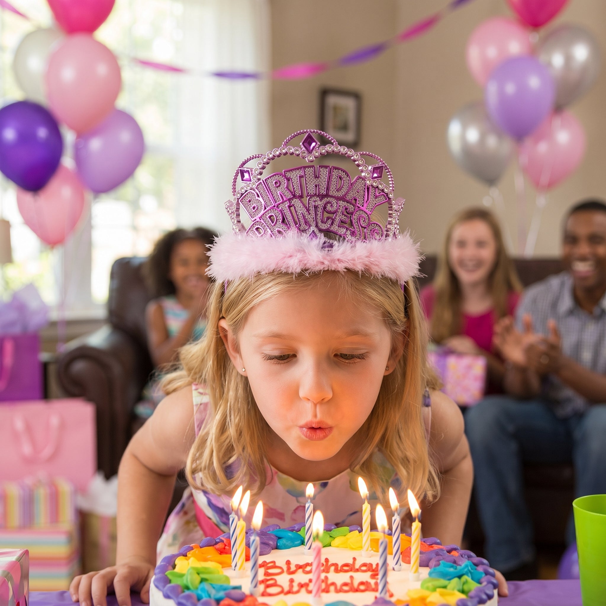 Sparkling Birthday Princess Tiara with Marabou