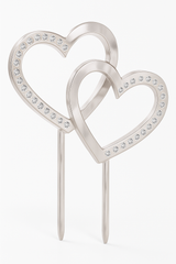 Elegant Double Heart Rhinestone Wedding Cake Topper
