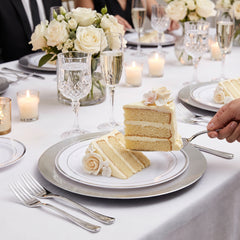 Elegant Silver Trim 7.5" Premium Plastic Plates - 20 Pack