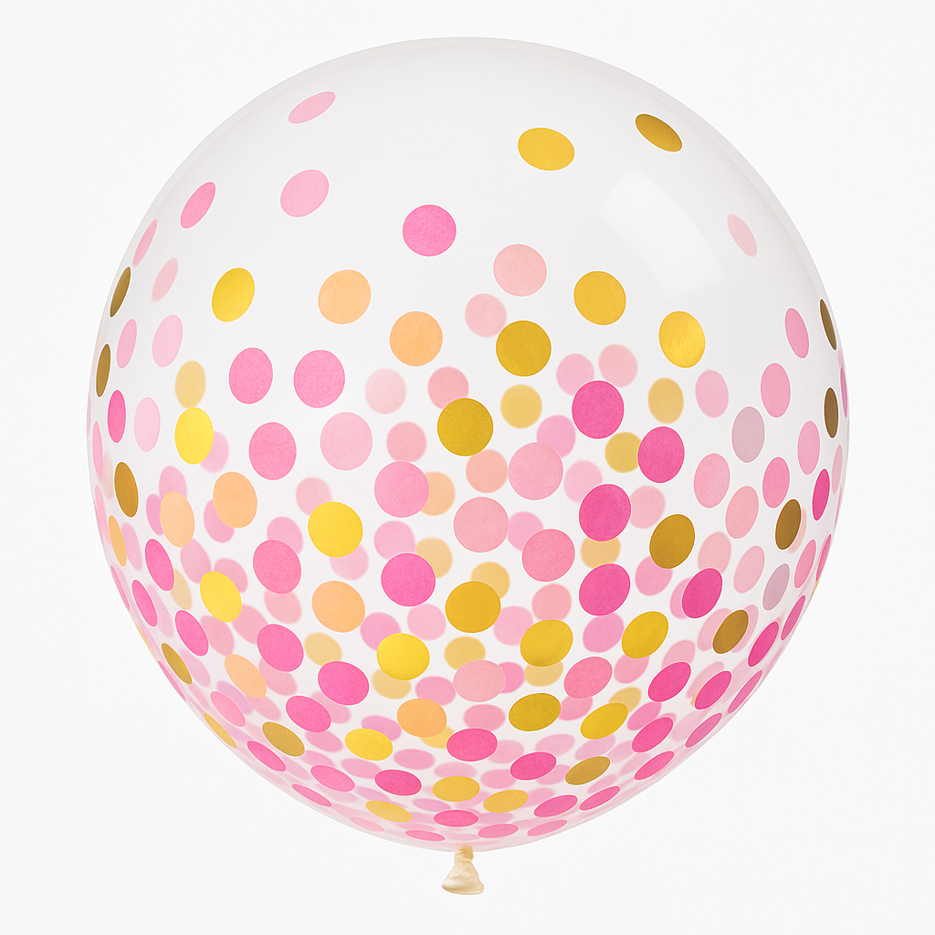Gold & Pink Confetti Latex Balloons, 24-Inch, 2-Pack