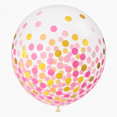 Gold & Pink Confetti Latex Balloons, 24-Inch, 2-Pack