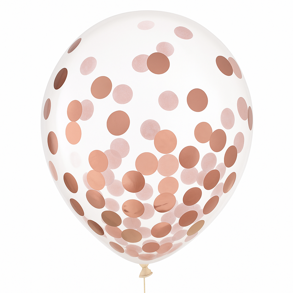 Rose Gold Confetti Latex Balloons, 12-Inch, 6-Pack