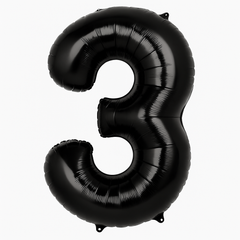 Large Black Number 3 Foil Balloon