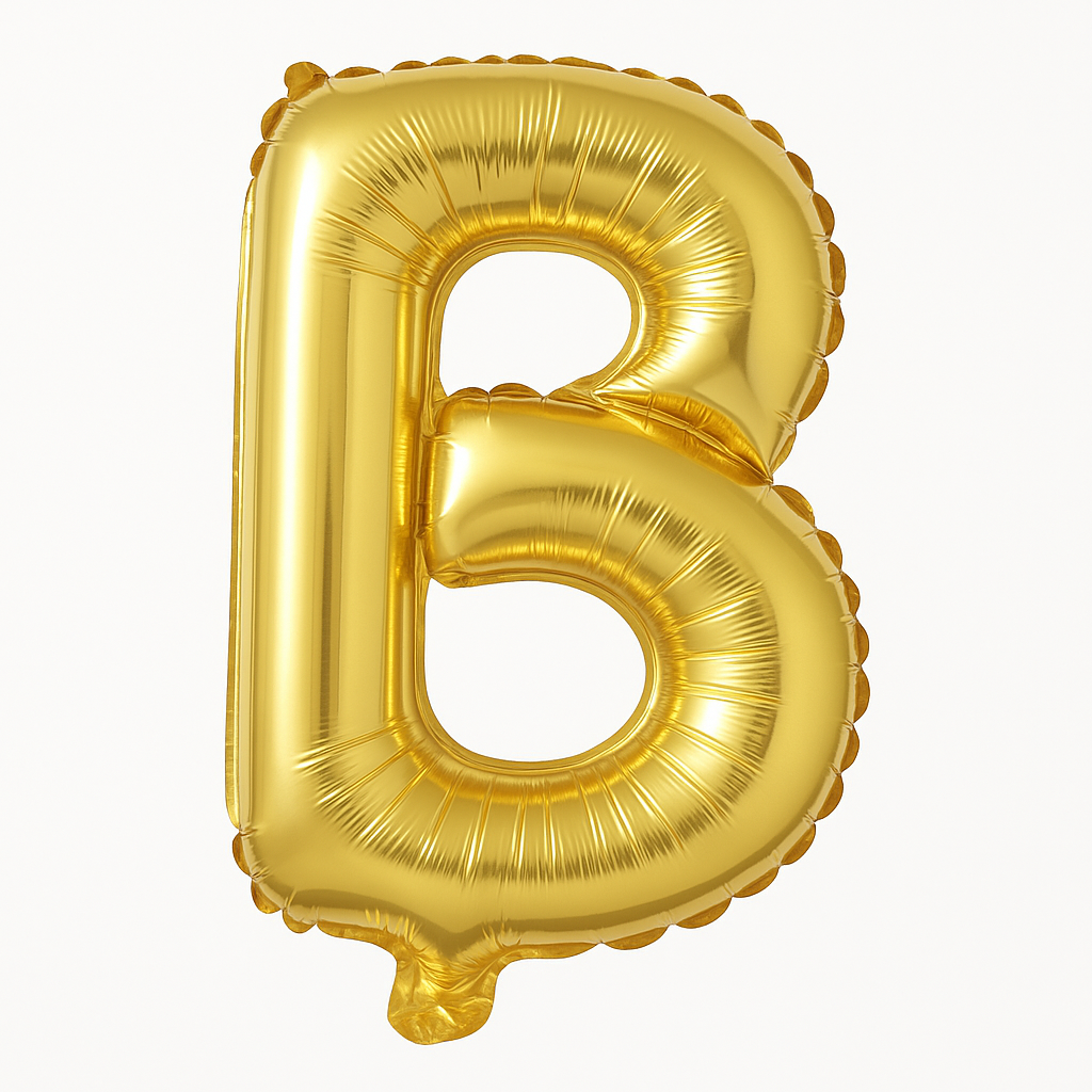 Gold Foil Letter B Balloon - Metallic, Air-Filled