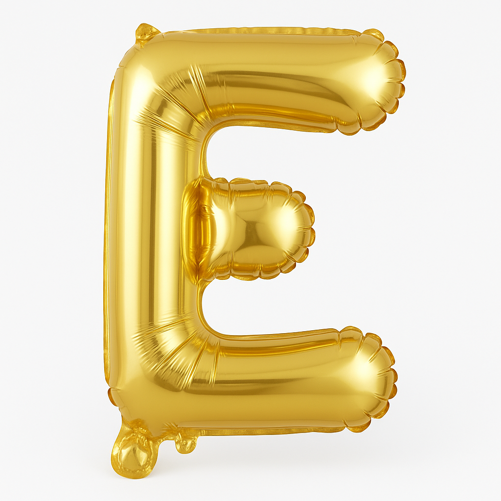 Gold Foil Letter 'E' Balloon - Metallic Air-Filled Decoration